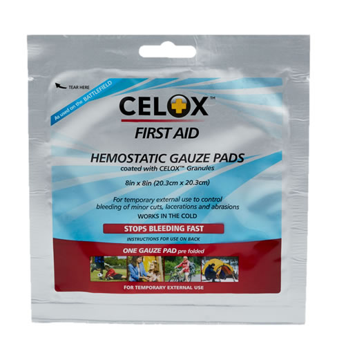 Celox 8x8 in Hemostatic Gauze pads<br>DHS Approved!