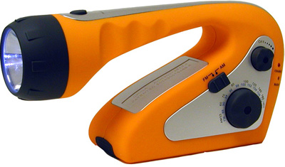 A Pulling Dynamo AM/FM Radio with Flashlight and Siren