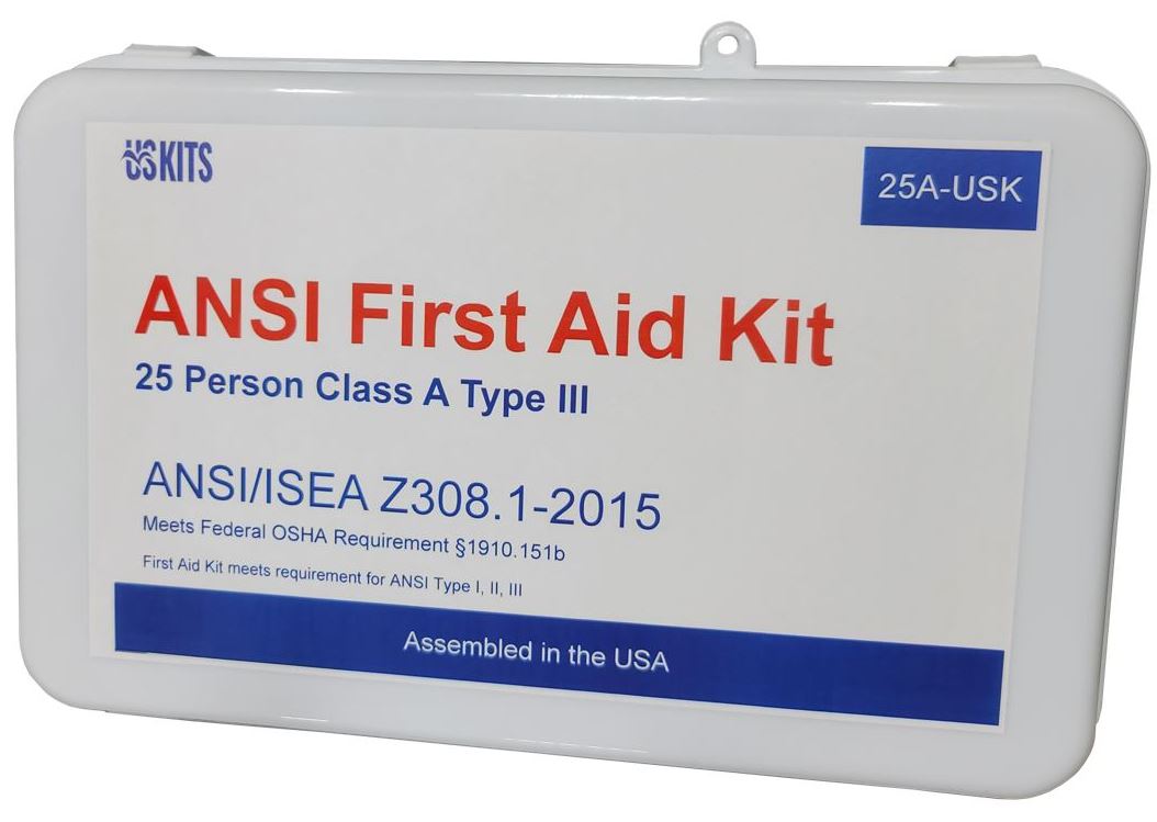 USKITS 25 Person ANSI First Aid Kit- Class A Type III