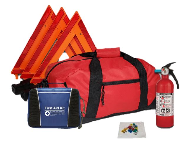 USKITS DOT Compliant Safety Kit with 5BC Fire Extinguisher and ANSI Soft sided First Aid Kit