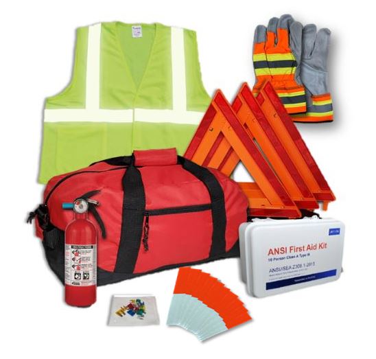 USKITS DOT OSHA Compliant Kit With 2.5lb 1A10BC Fire Extinguisher and DOT C2 Reflective Tape