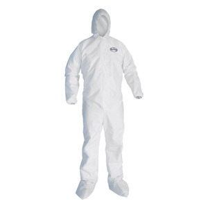 Zipper Front, Hood, Elastic Back/Wrist/Ankles A30 Coveralls w/Attached Boots, XL, 25/Case