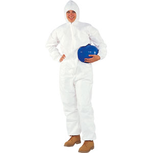 White, Zipper Front, Hood, Elastic Back, Wrists & Ankles A20 Coveralls, L, 24/Case
