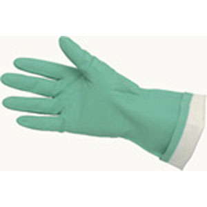 Green Flock-Lined Nitrile, 15 mil, Textured Grip, S