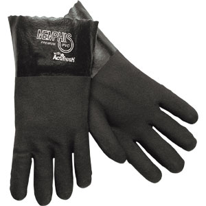 Black PVC, Non-Slip Finish, Jersey Lined, Gloves