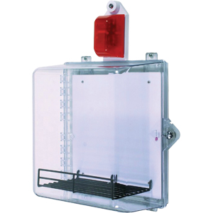 STI AED Protective Cabinet w/Stop Sign Alarm & Clear Thumb Lock