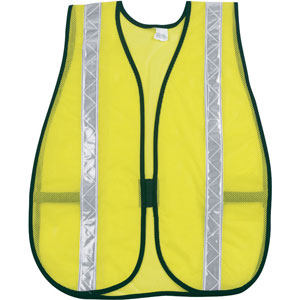 General Purpose Poly Mesh, Lime Safety Vest w/White Stripes