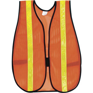 General Purpose Poly Mesh, Orange Safety Vest w/Lime Stripes