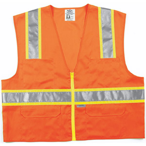 Class 2 Safety Vest, Orange, Lime and Silver Stripes