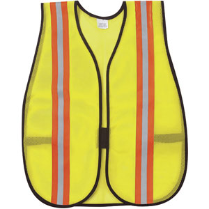 General Purpose Poly Mesh, Lime Safety Vest w/Reflective Striping