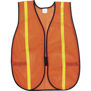 General Purpose Poly Mesh, Orange Safety Vest w/Reflective Striping