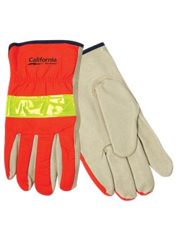 Hi-Viz Leather Drivers Glove<br>Orange