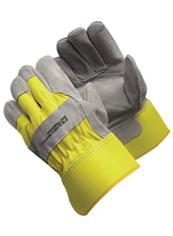 Split Leather Gloves w/Safety Cuffs<br>Yellow