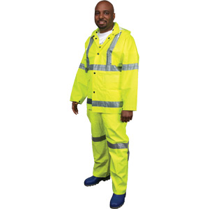 Luminator, .30mm, PVC/Poly, Suit, 3 Piece, Reflective Tape, Fluorescent Lime, Medium