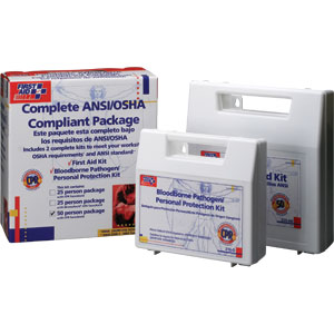 50-Person OSHA/ANSI Personal Bloodborne Pathogen Kit w/CPR Shield