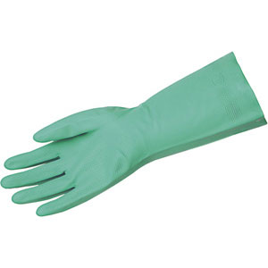 Green Flock Lined Nitrile, 18 Mil, Straight Cuff, Size 10.5