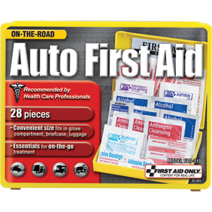 28-Piece Auto First Aid Kit, Plastic Case