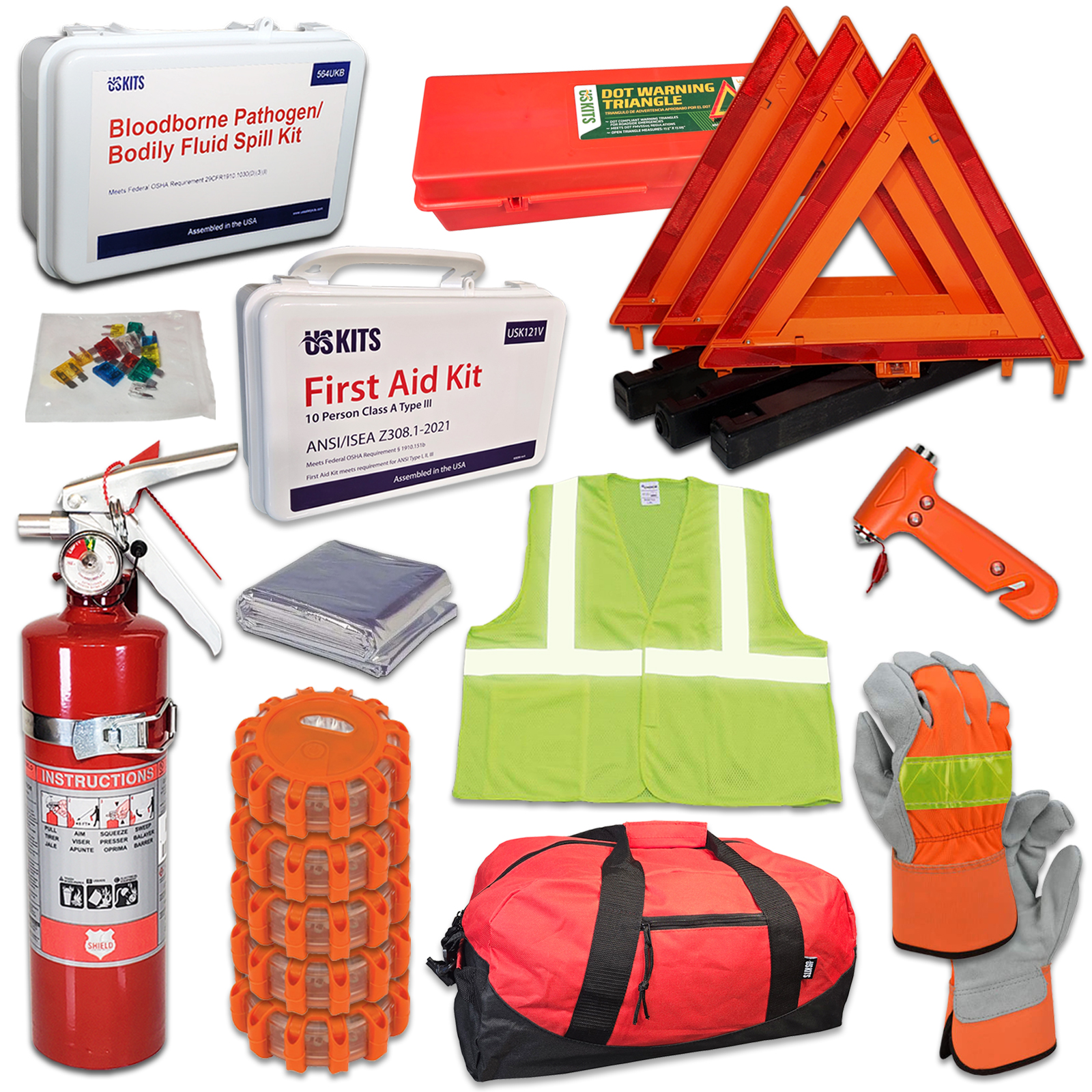 USKITS Universal DOT OSHA Transportation Safety Kit for Comprehensive DOT Truck Safety Solutions