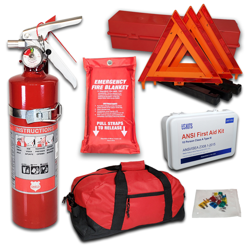 USKITS DOT OSHA ANSI Compliant Kit with US Made 2.5 ABC with Fire Blanket