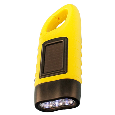 Solar Dynamo 3 LED Flashlight with Clip