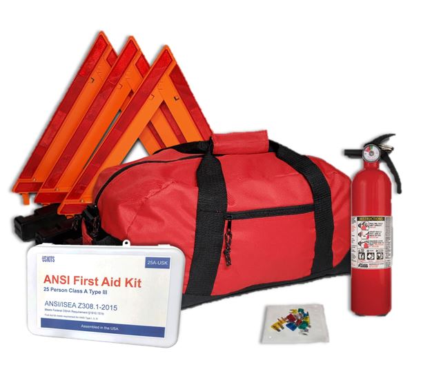USKITS DOT OSHA Compliant Kit with 1A10BC Fire Extinguisher and 25 Person ANSI First Aid Kit