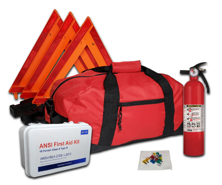 USKITS DOT OSHA Compliant Kit with 1A10BC Fire Extinguisher and 10 Person ANSI First Aid Kit