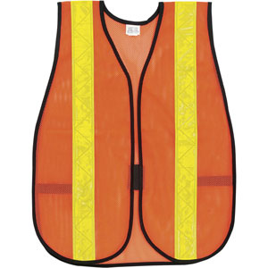 General Purpose Poly Mesh, Orange Safety Vest w/Lime Stripes