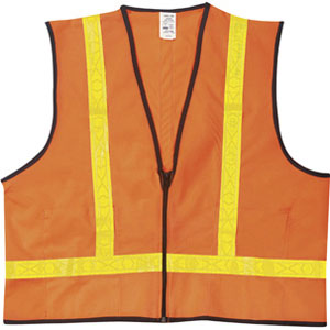 VEST, 100% POLY W/ZIP CLOSURE, ORANGE, X-LARGE