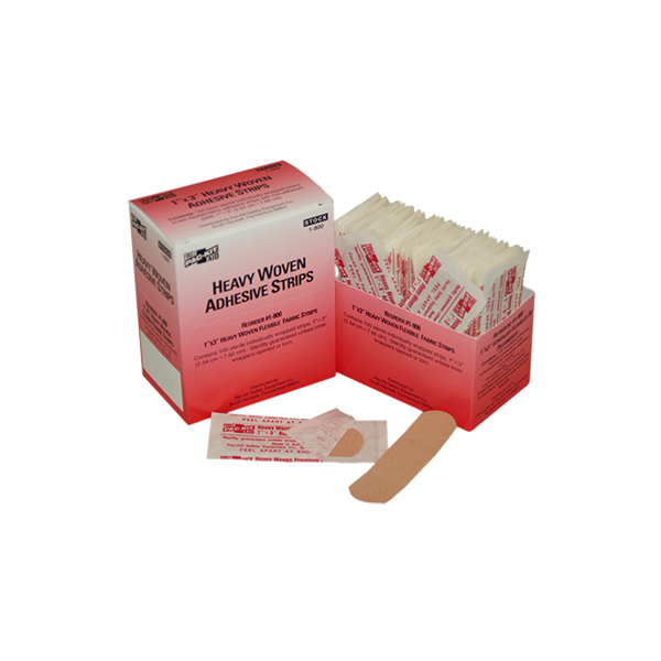 Heavy Woven Fabric Adhesive Strips, 1" x 3" (100/Box)