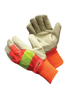 Hi-Viz Pigskin Glove w/ Knit Wrists<br>Orange